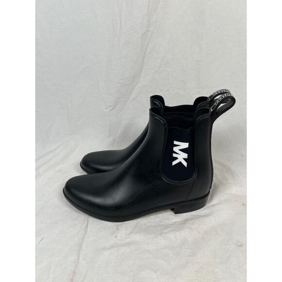 Michael Kors MK Rubber Ankle Rain Boots Black Women's Size 9 Nice Condition - Picture 1 of 8
